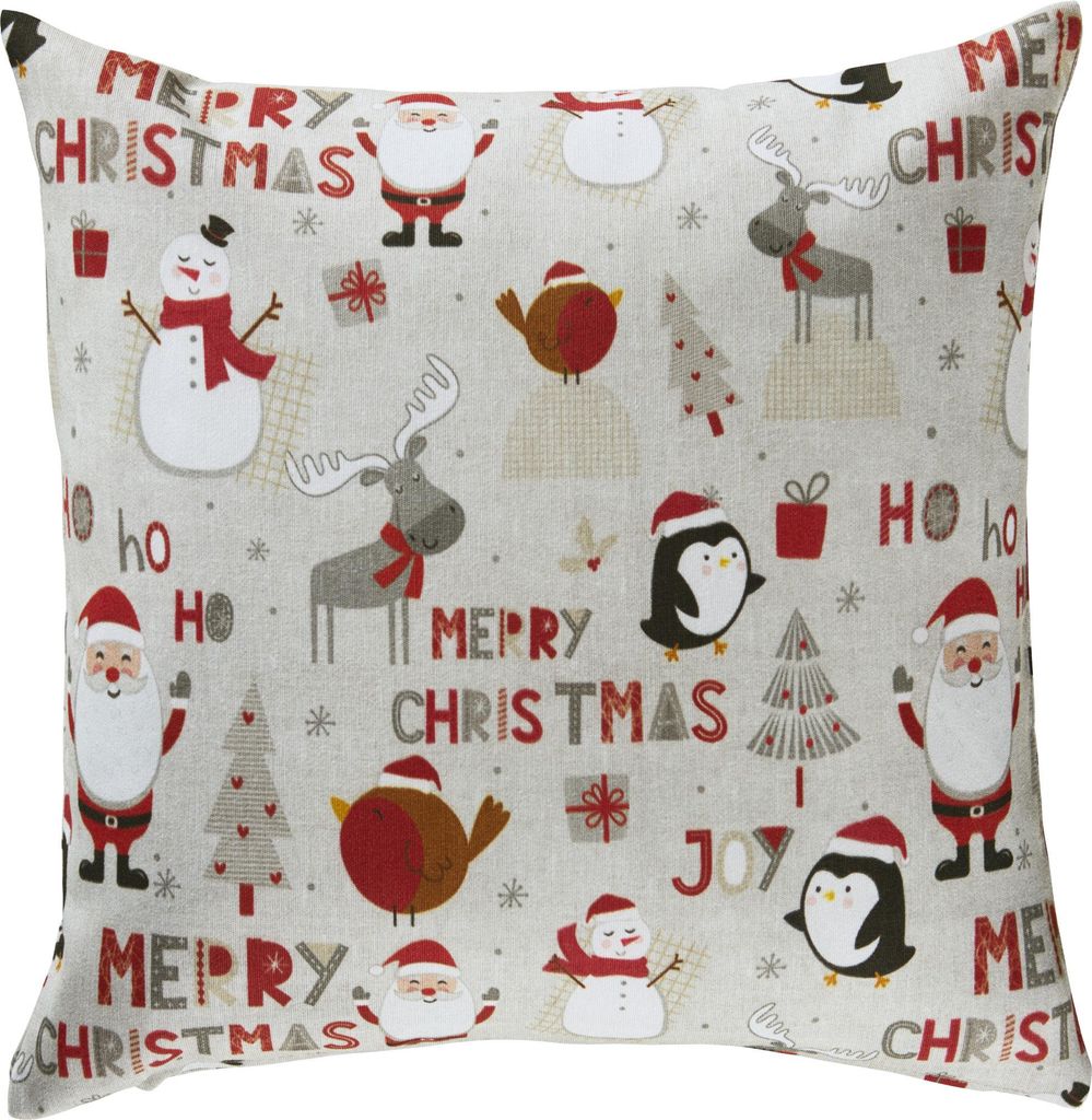 Erwin Müller Kissenhülle Merry Christmas" grau-rot 50x50 cm"
