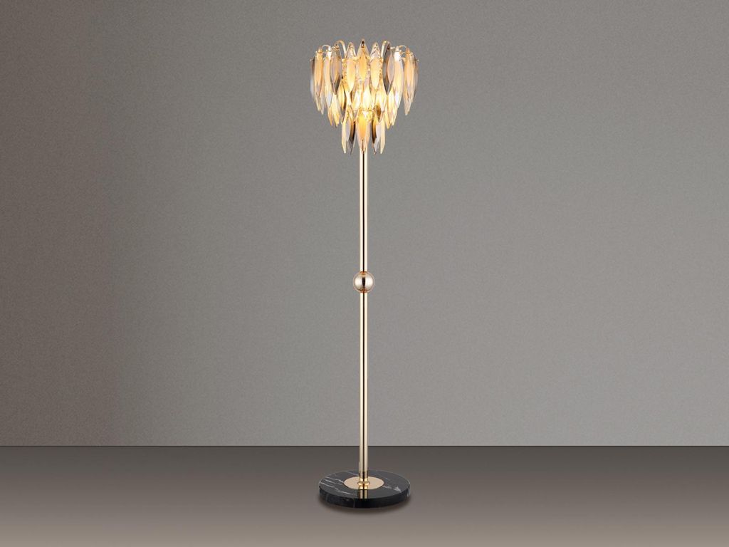 Ausgefallene moderne LED Stehlampe mit Kristall, Wohnzimmerlampe stehend 165cm
