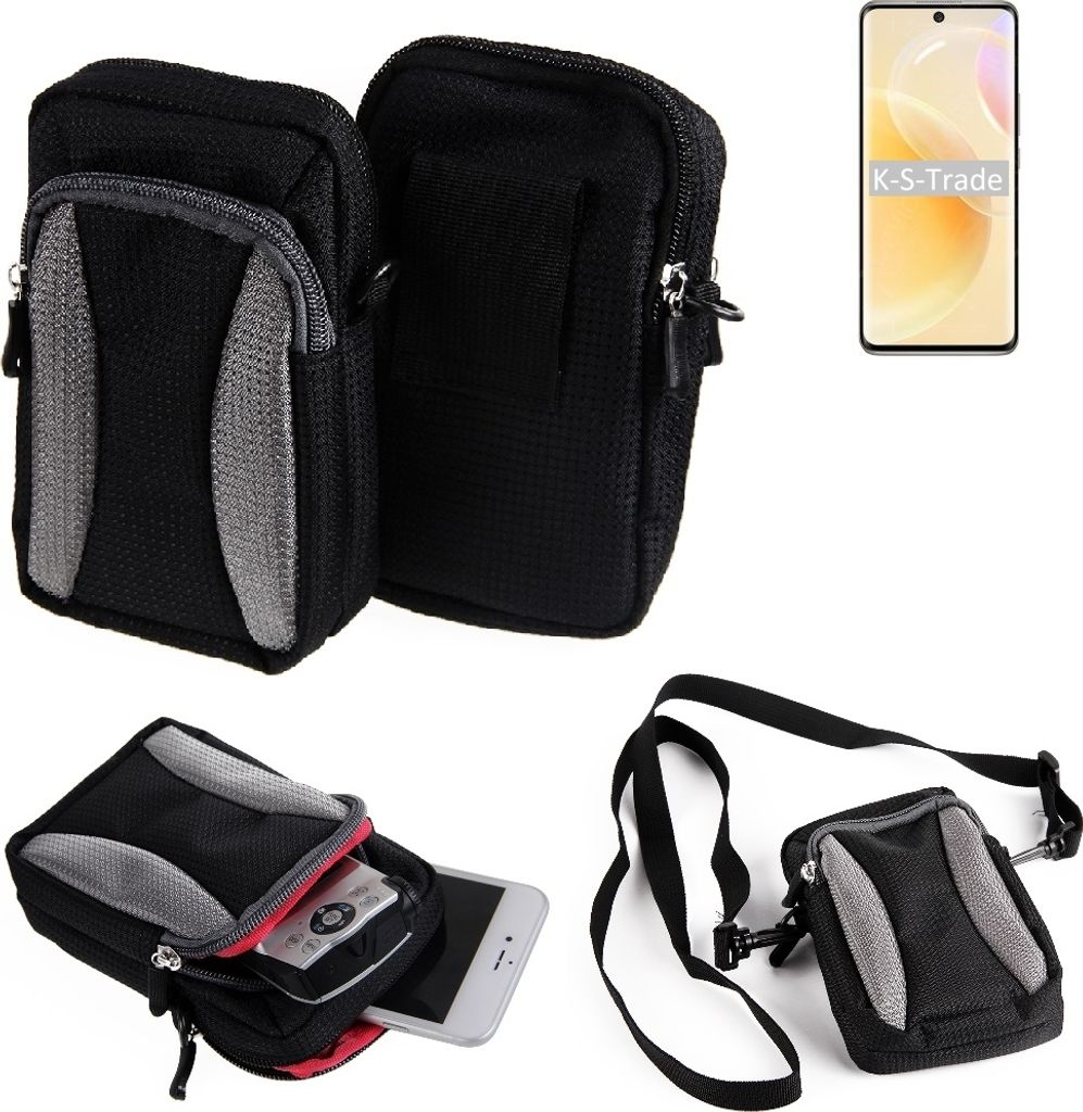 K-S-Trade Holster Schutz Hülle kompatibel mit Huawei nova 8 International Version Handy Hülle Gürteltasche Umhängetasche mit Zusatzfach schwarz
