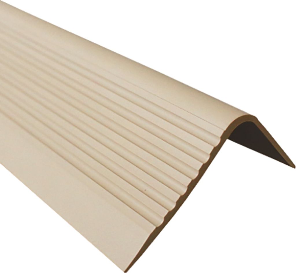 QUEST Treppenkantenprofil 40x52mm, 1.5m, Treppenprofil PVC für Treppenstufen, Treppenkantenschutz mit Rillen, Antirutsch, RGPD, beige