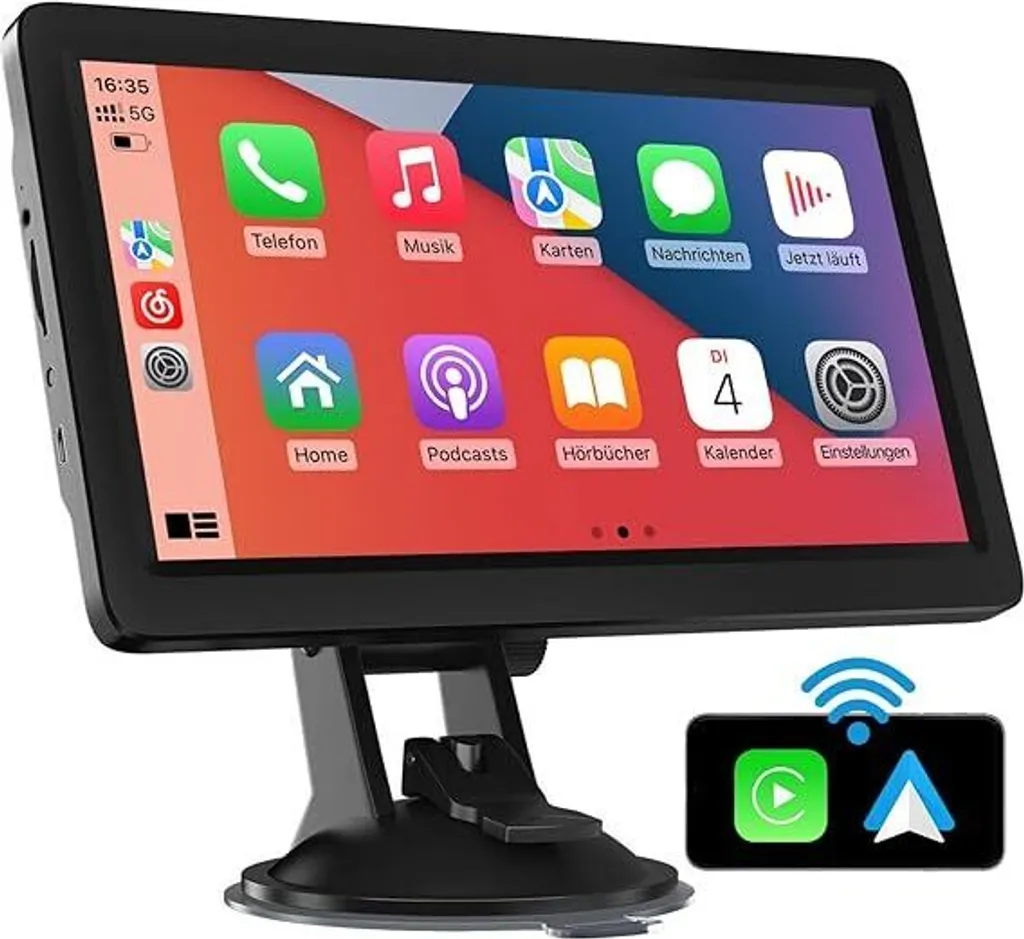 TOUTBIEN Autoradio 9" Portable avec Bluetooth, CarPlay & Android Auto