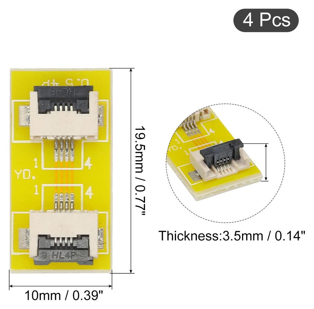 4 Stš¹ck FFC FPC Erweiterungsplatine PCB-Extend ZIP HDD-Anschluss 4 Pin 0.5mm Pitch Einseitig fš¹r LCD 3D Drucker Kamera DVD TV Laptop