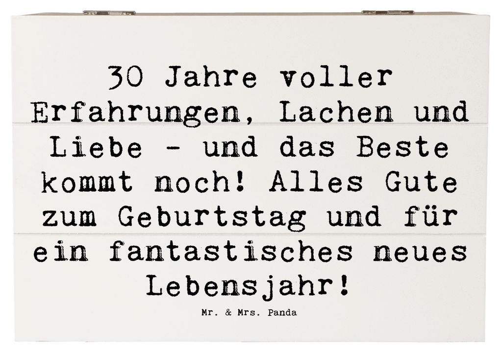 Mr. & Mrs. Panda Box Spruch 30. Geburtstag 22 x 15 cm - Weiß - Geschenk, Holzkiste mit Deckel, Schatulle, geschenkkiste, personalisierte Geschenke...