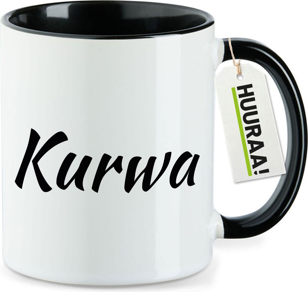 Huuraa Kaffeetasse Kurwa Polnisch 330ml Schwarz Keramik Produktbild 
