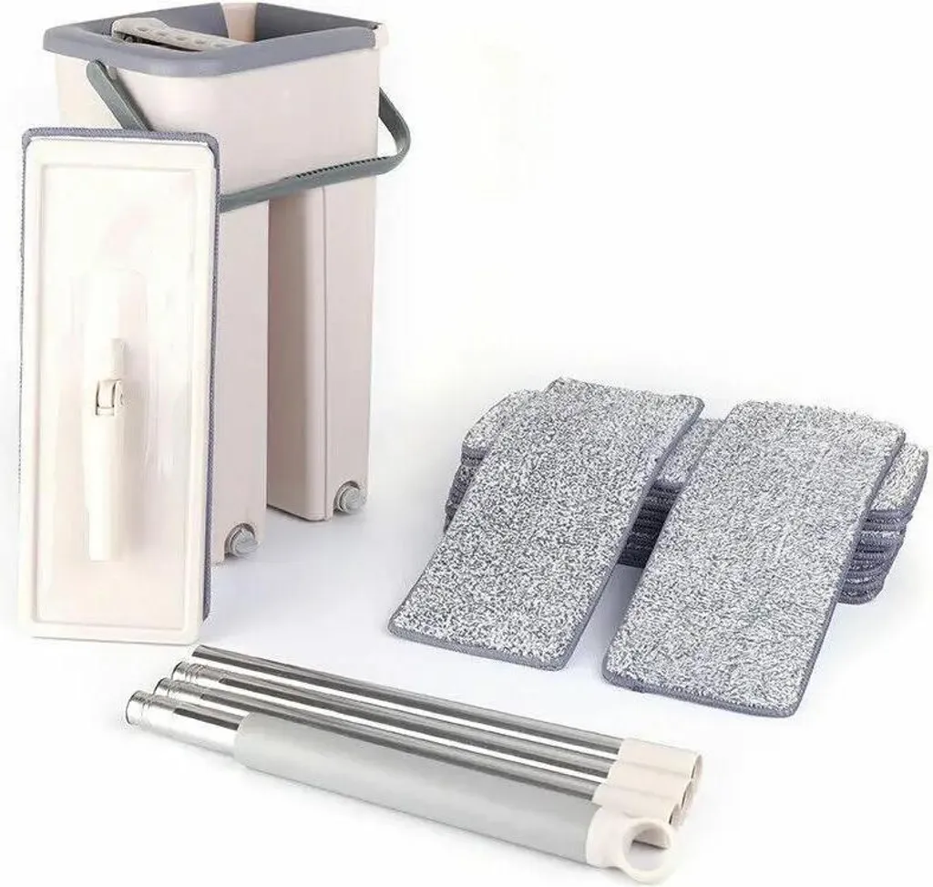 Set Lavapavimenti Bianco con 10 Ricambi - Mocio Piatto Professionale