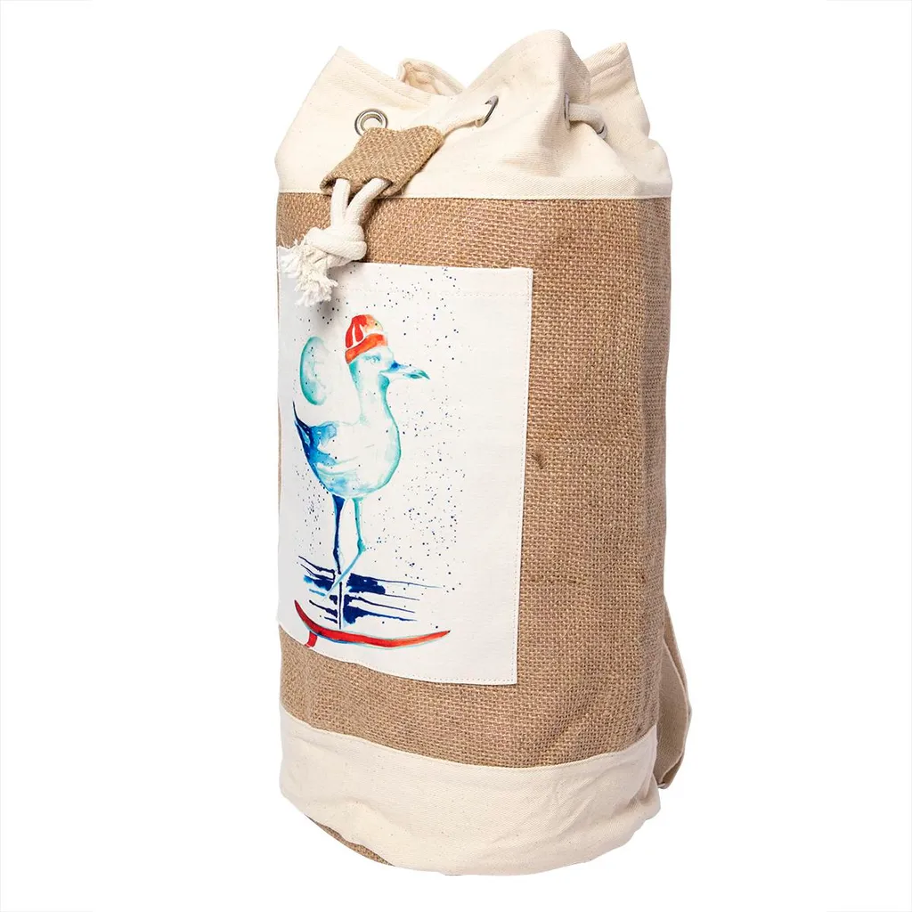 Anemoss Marine Collection Sac en Toile de Jute avec Motif Mouette