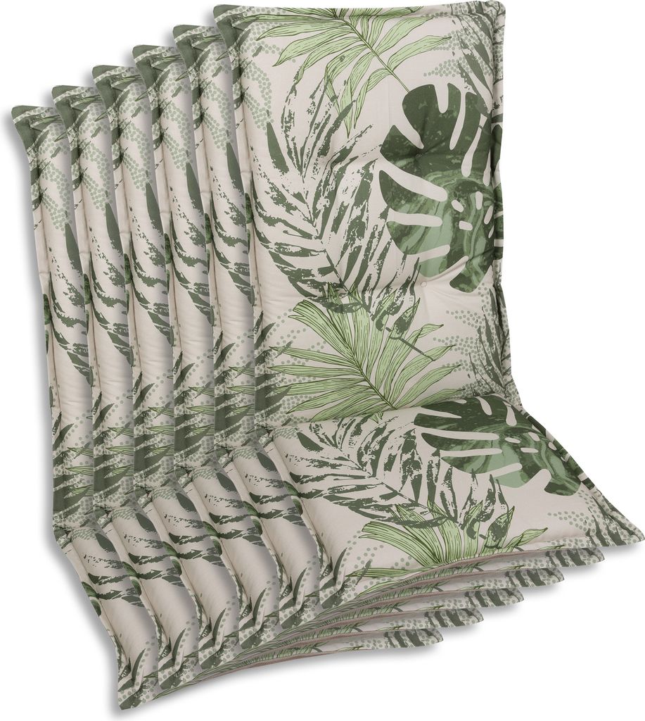 GO-DE Textil, Sesselauflage Hochlehner, 6er Set, Farbe: sand, Maße: 120 cm x 50 cm x 7 cm, Rueckenhoehe: 70 cm