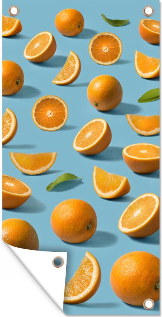 MuchoWow 40x80 cm Outdoor-Poster Gartendeko Sichtschutz Garten Poster für den Garten Orange - Stilleben - Obst