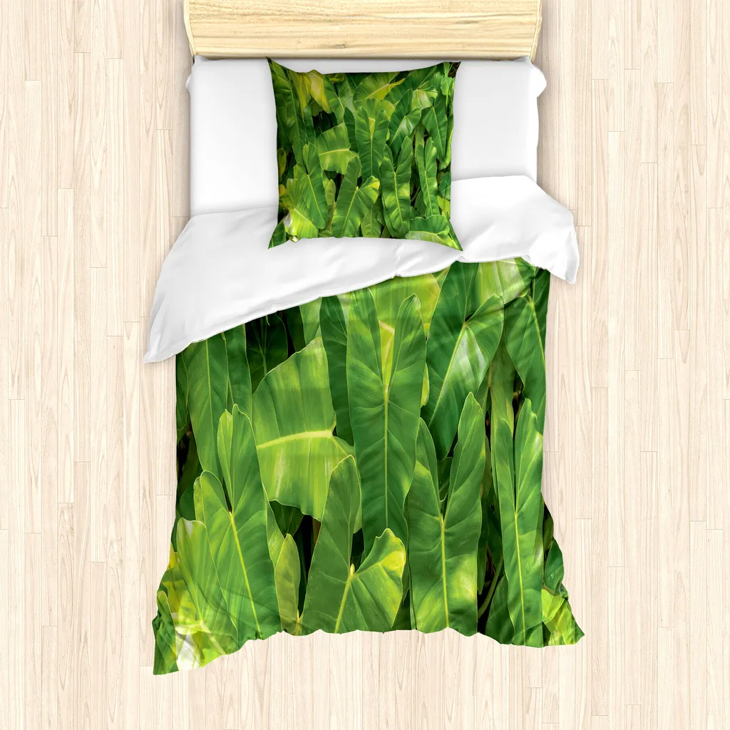 Copripiumino Botanico 135x200 ABAKUHAUS Philodendron Verde Oliva