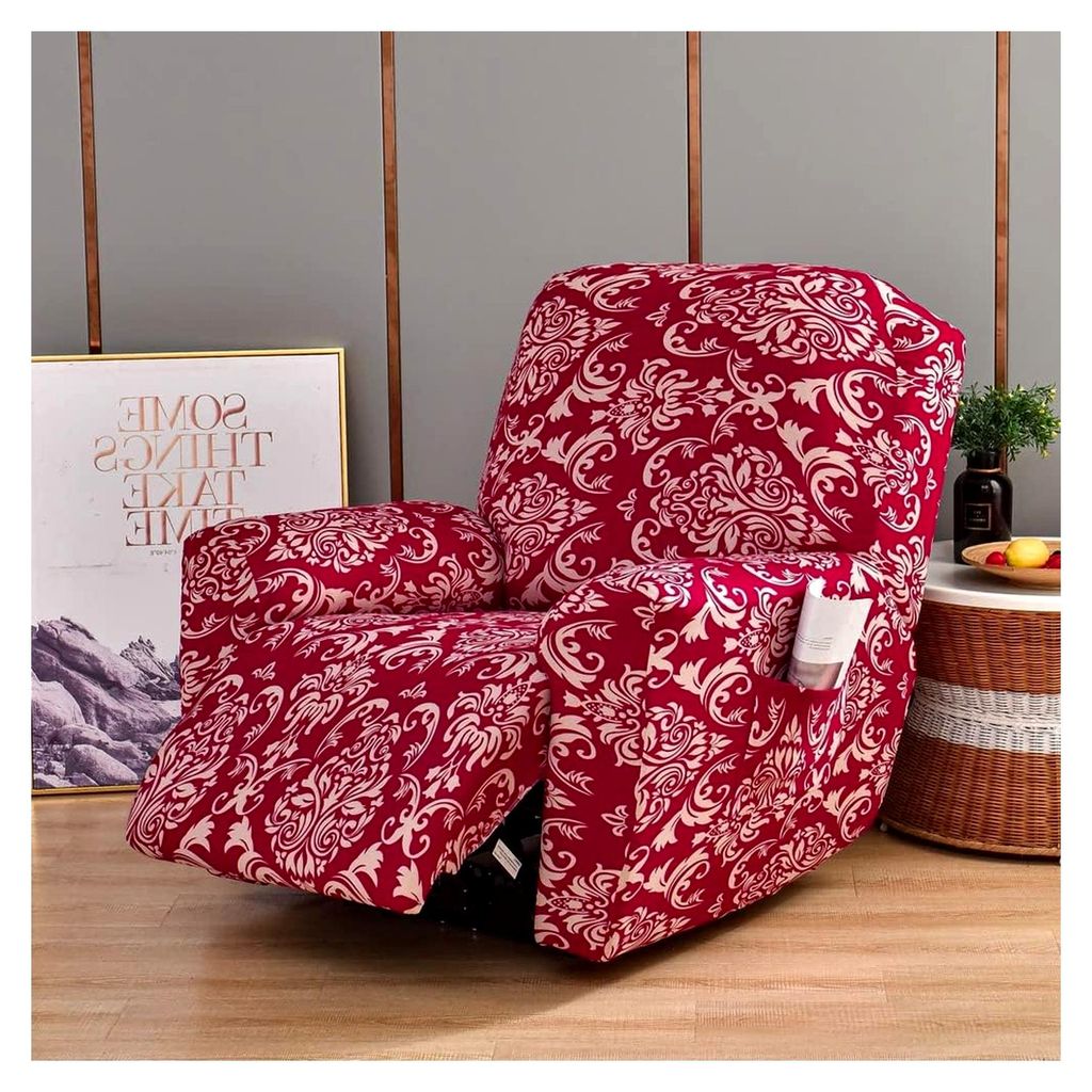 Sitzschoner für Relaxsessel, Universal Sesselschoner mit Armlehne, Atmungsaktiv, Anti-Rutsch, Abnehmbarer Bezug mit Blumenmuster
