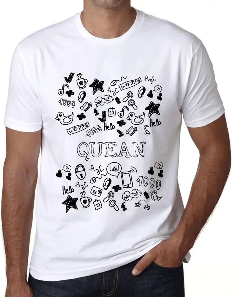 Herren Grafik T-Shirt Kritzelkunst-Queen – Doodle Art Quean – Öko-Verantwortlich Vintage Jahrgang Kurzarm Lustige Druck Geburtstag Geschenk Mann