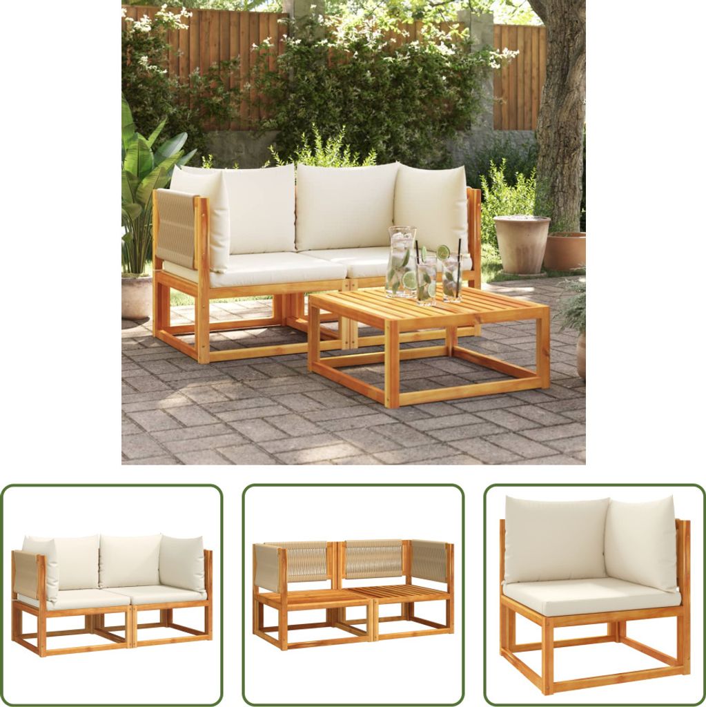 The Living Store Garten-Ecksofas mit Kissen 2 Stk. Massivholz Akazie