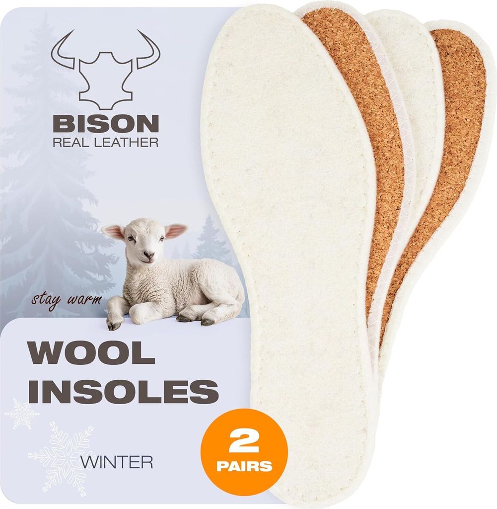 BISON Lammfell Einlegesohlen – 2 Paare, Warme & Rutschfeste Produktbild 