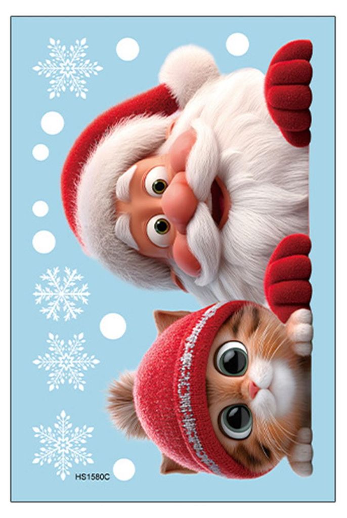 Weihnachtlicher Fensteraufkleber, abnehmbar, wasserfest, PVC, Weihnachtsmann, statisch haftend, für Glas, Weihnachtsfeier-Dekoration