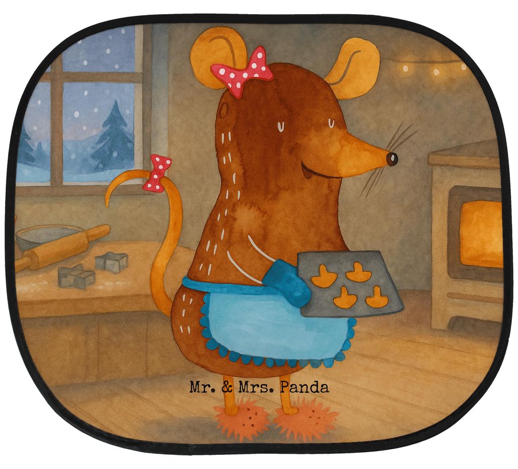 Mr. & Mrs. Panda Sonnenschutz Auto Maus Kekse Design - Weiß - Geschenk, Plätzchen, pkw, Winter, Weihnachten, saugnapf, Weihnachtskekse, für Auto...