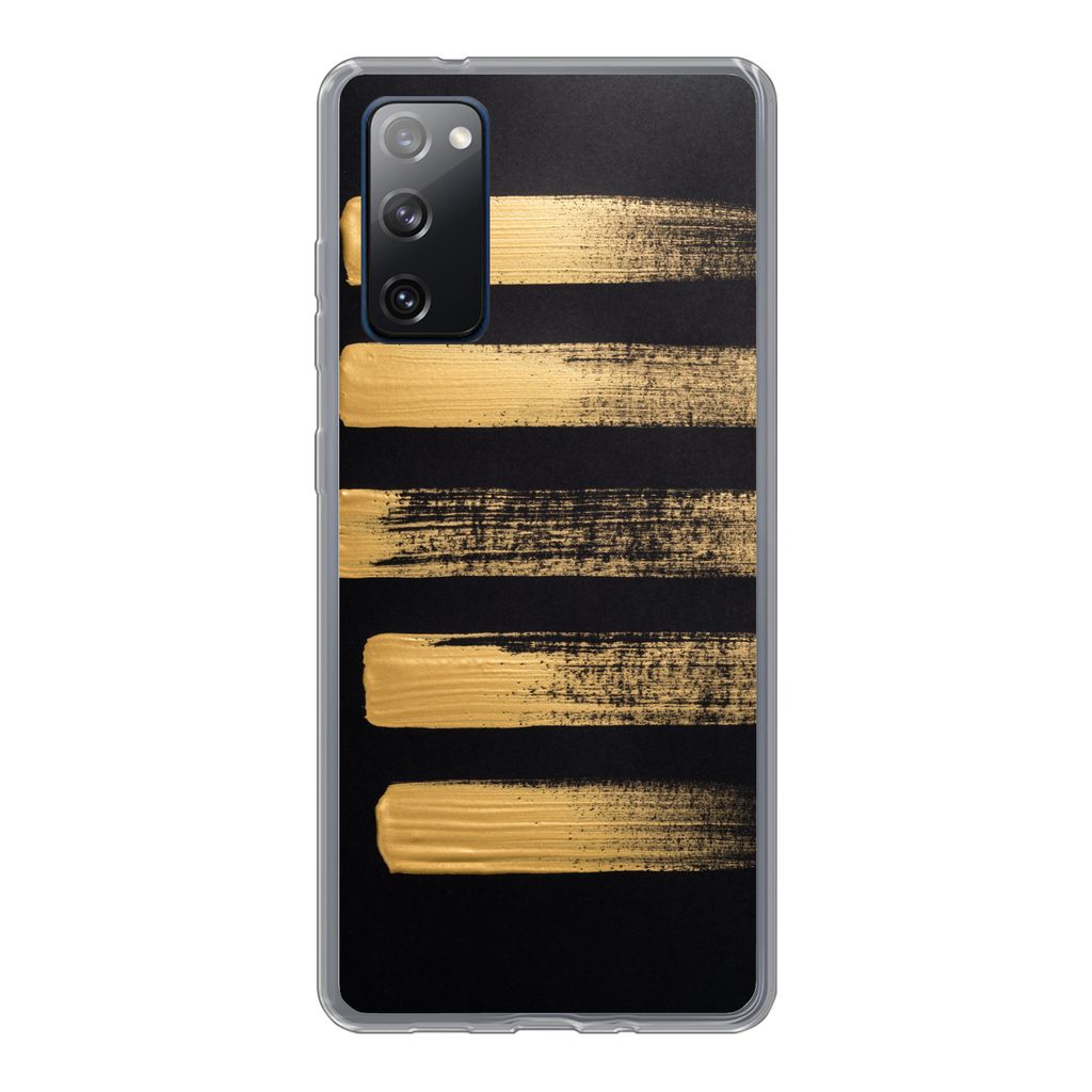 MuchoWow Handyhülle Schutzhülle Hülle für Samsung Galaxy S20 FE Muster aus goldener Farbe auf schwarzem Hintergrund Silikon Softcase Handy H...