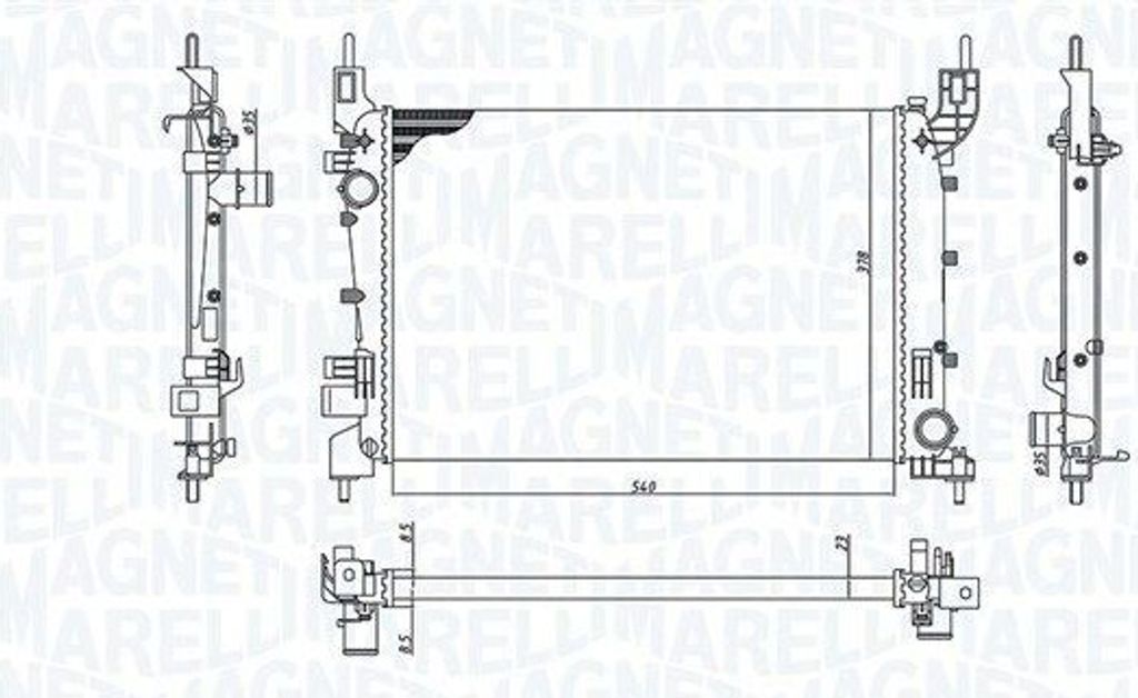 MAGNETI MARELLI 350213200400 Kühler Wasserkühler Motorkühler für FIAT GRANDE PUNTO (199) Linea (323, 110)