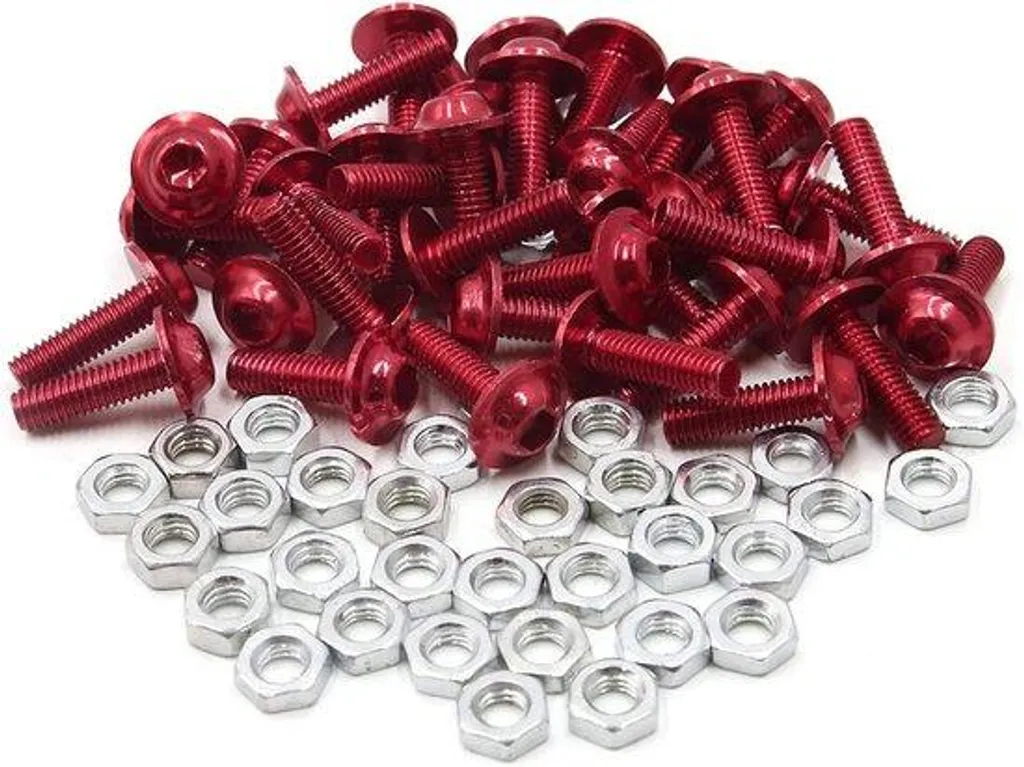 Anti-rouille : vis M6 x 20 mm moto en aluminium rouge, kit de 35 pièces