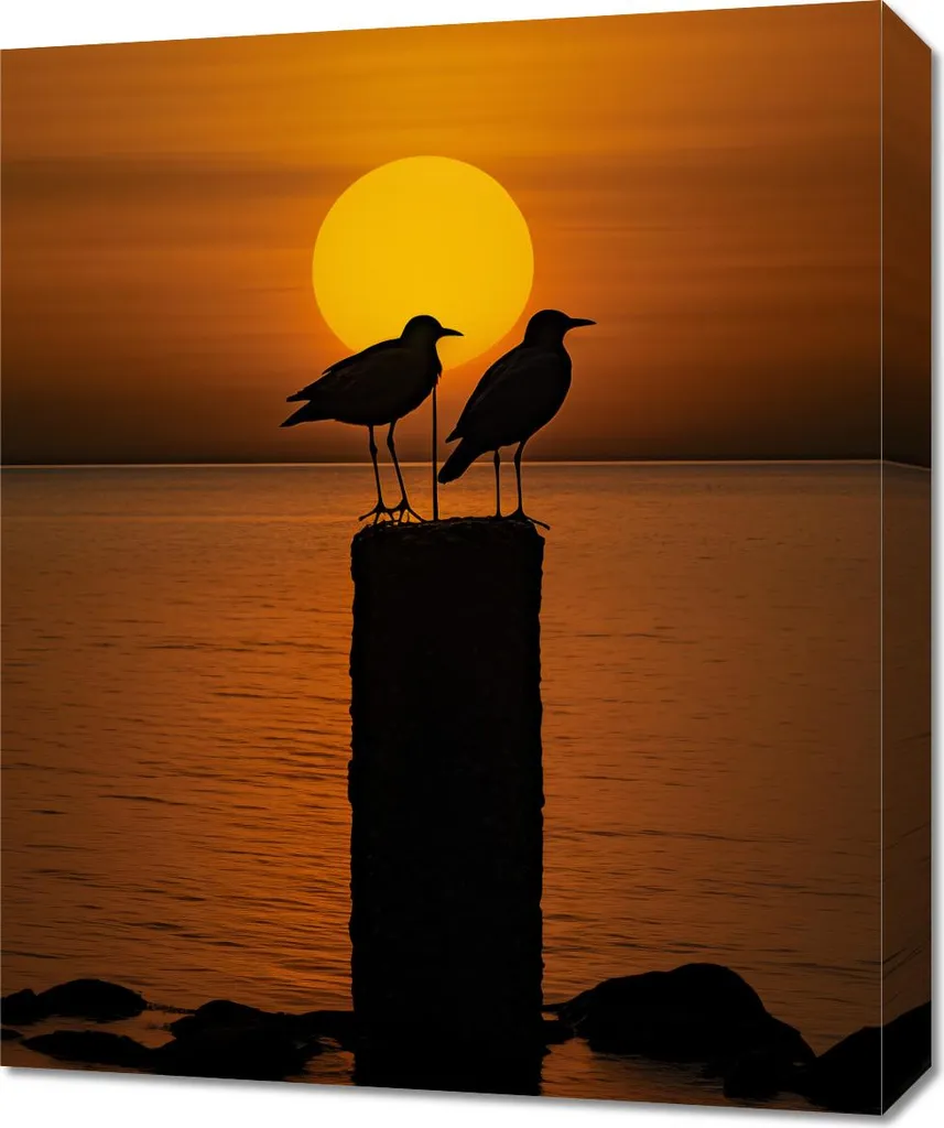 Tela 50x60 Conversazioni al Tramonto - Colori Caldi e Intensi