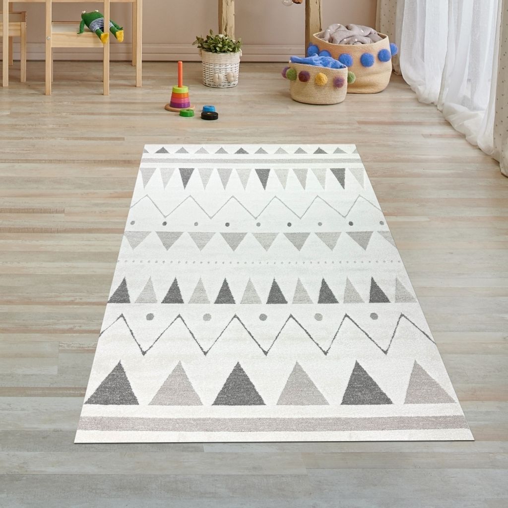 Teppich Kinderzimmer Spielezimmer 3d-Effekt gemustert Creme Größe - 80 x 150 cm