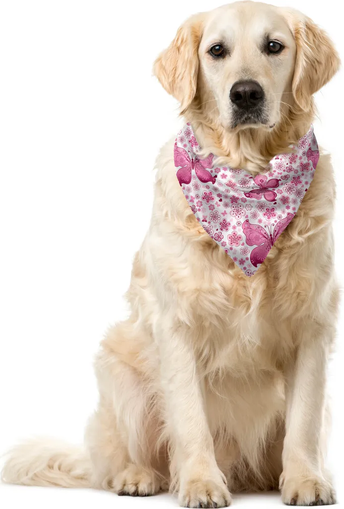 Bandana Cani ABAKUHAUS Farfalle Rosa 55x55cm - Accessorio Pet Premium