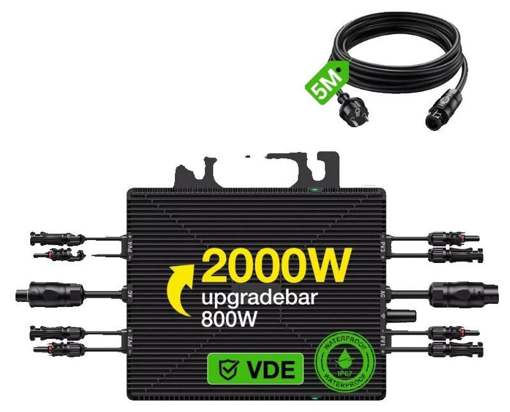 Solar-Mikro-Wechselrichter, 4 MPPT-Ausgänge, Wi-Fi-Überwachung, 2000W-AC-Kabel, 220-240V