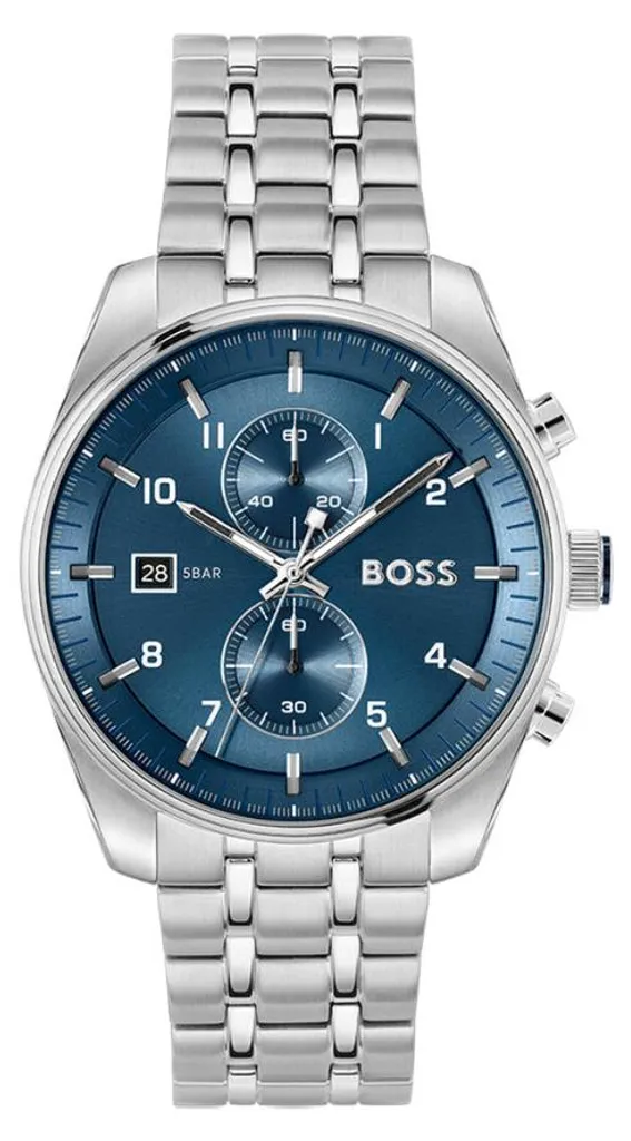 Montre chronographe homme Boss 1514216 Cadran Bleu et Acier