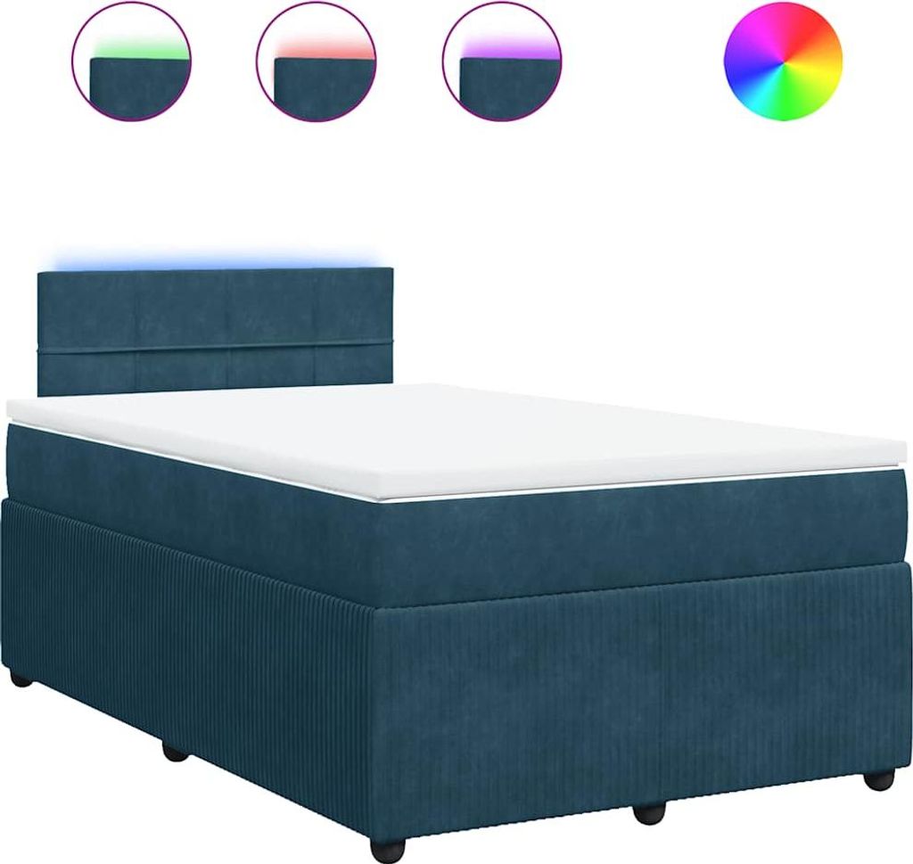vidaXL Boxspringbett mit Matratze Blau 120x190 cm Samt