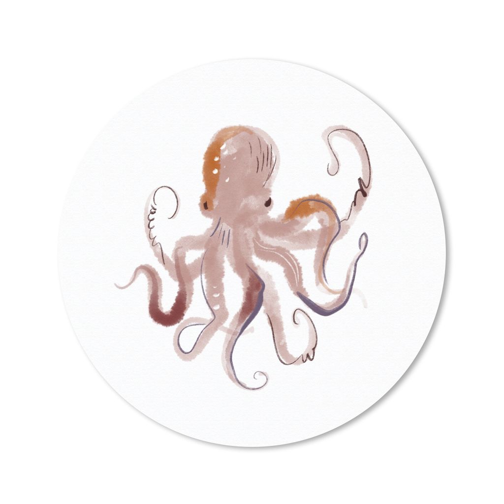 MuchoWow Mauspad Mousepad Oktopus - Meer - Aquarell - Zeichnung 40x40 cm - Mousepads - Maus Mat - Pad - Mausunterlage - Schreibtisch Accessoires
