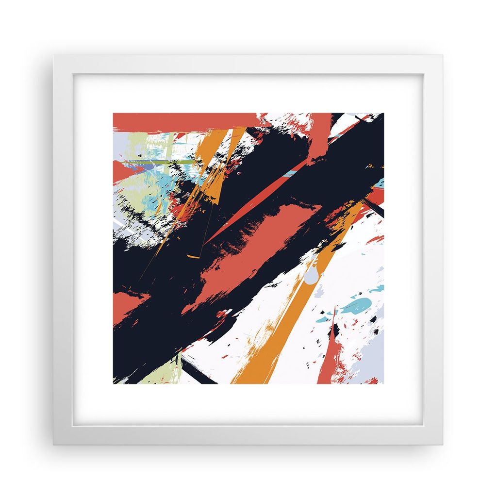 Gerahmtes Poster - Weißer Rahmen - Abstraktion Graffiti Modern - 30x30 cm - Wand Bild - Wanddeko - Wandbilder - Wandposter - Bilderrahmen - Bilder...