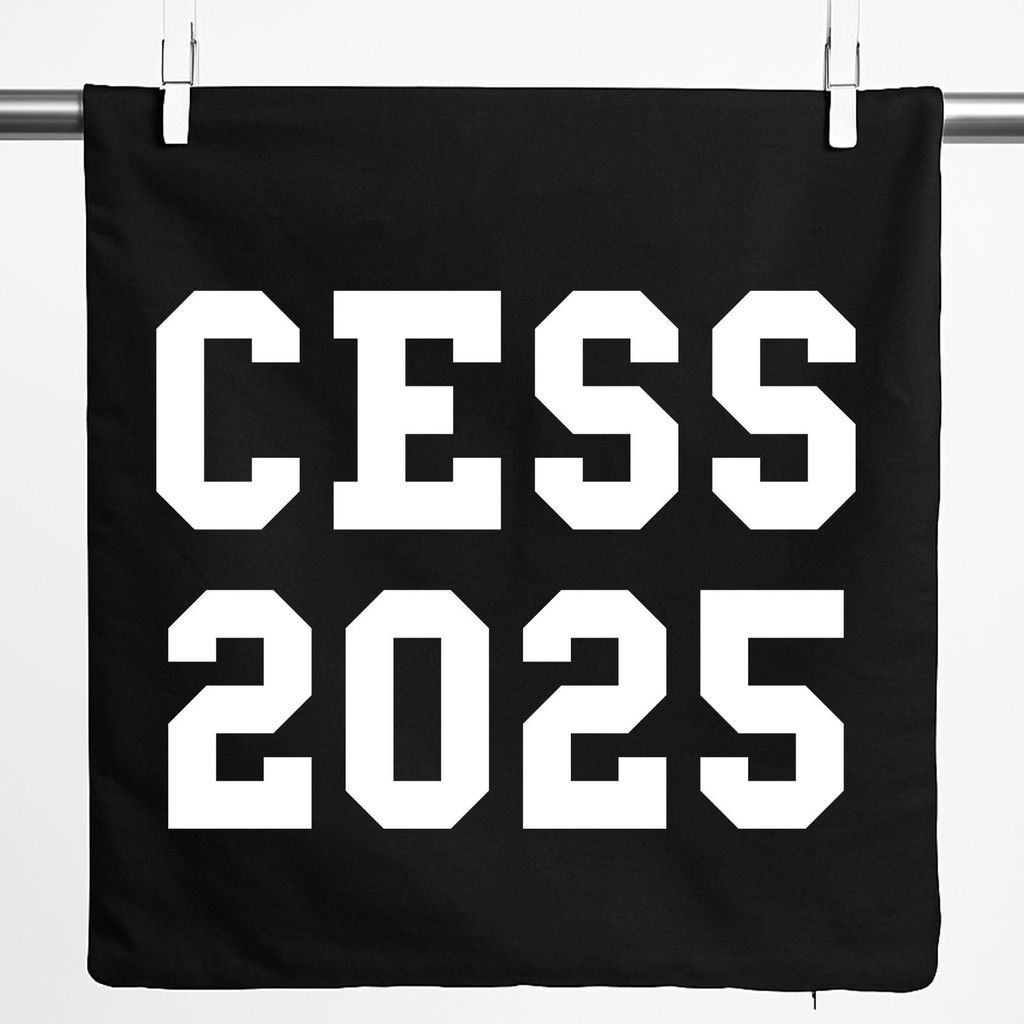 Huuraa Kissenbezug CESS 2025 Abschluss Belgien (frz.) 40x40cm Black Baumwolle Dekokissenbezug Geschenkidee