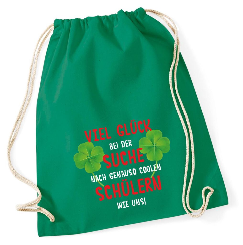 Huuraa Turnbeutel Glück bei suche coole Schüler 12 Liter Kelly Green Baumwolle Rucksack Geschenkidee