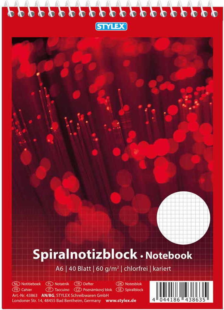10x Spiral-Notizblock / Schreibblock / DIN A6 / kariert