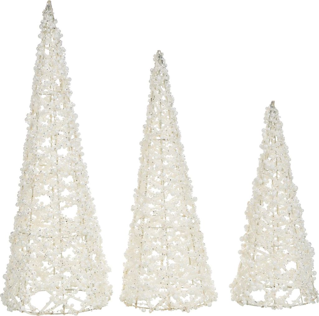 BELIANI Weihnachtsdekorationen 3er Set Weiß Metall Weihnachtsbäume zum Aufstellen Deko Weihnachtsdeko Adventsdekoration