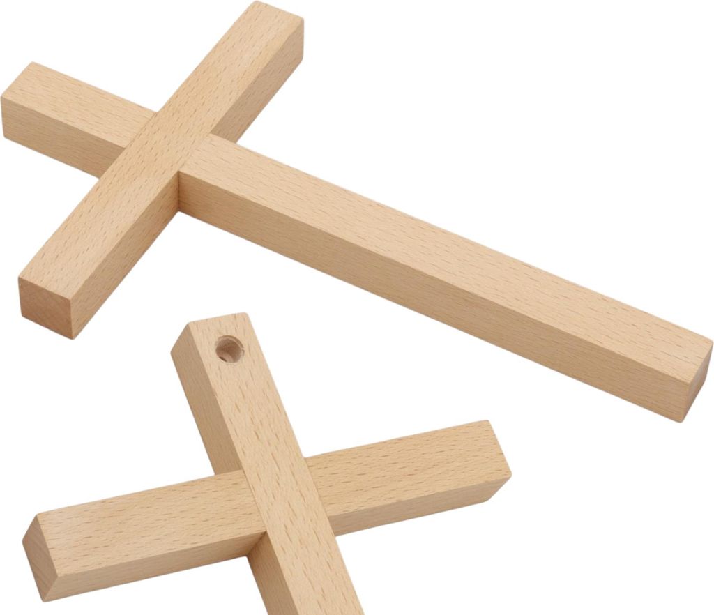 HOLZKREUZ AUS BUKKOHLE, geölt, GROSS, zum Aufhängen an der Wand, 25 x 15 cm