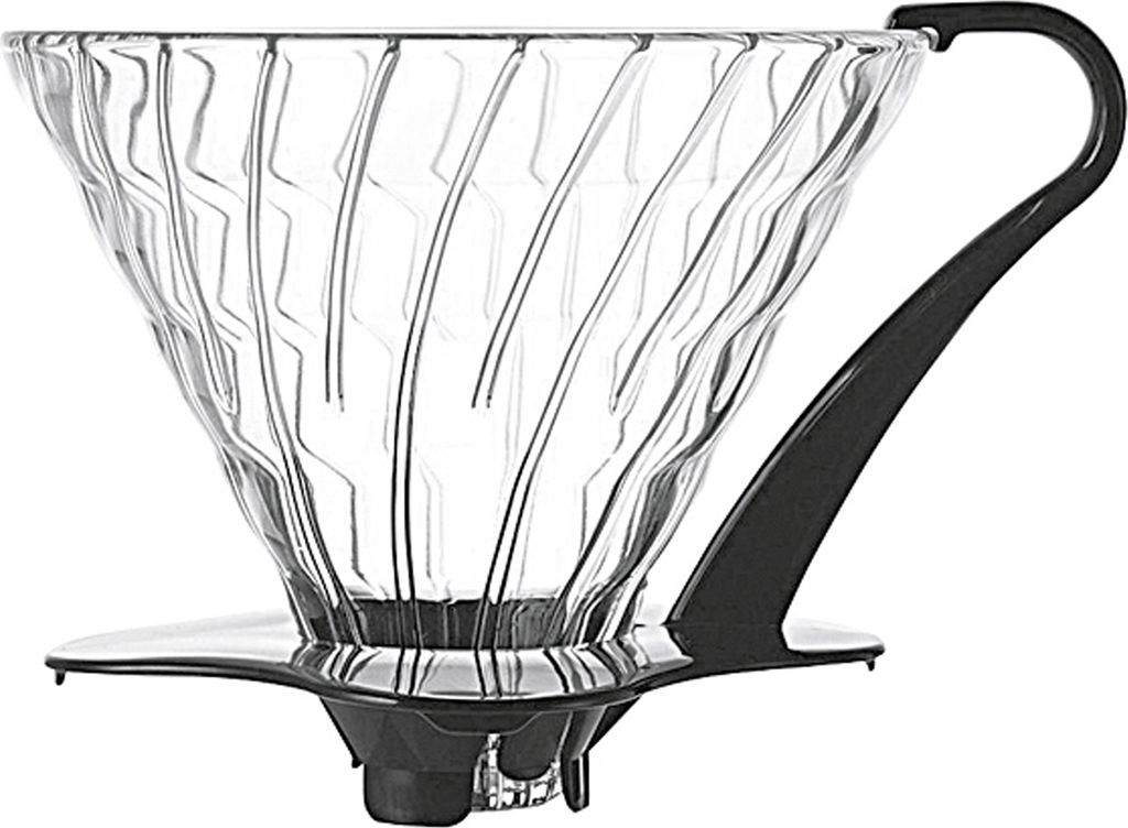 Hario VDG-03B Kaffeefilter Gr. 03 Glas / Kunststoff, für 1 - 6 Tassen Ø 13,5 cm, H 12 cm, klar/schwarz