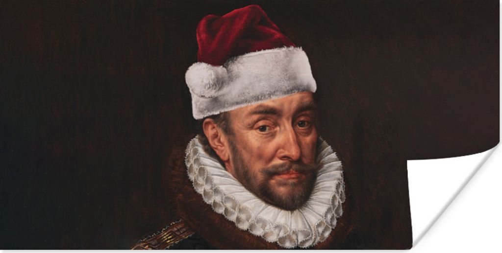 MuchoWow Poster Wilhelm von Oranien - Weihnachtsmütze - Alte Meister 150x75 cm - ohne Rahmen