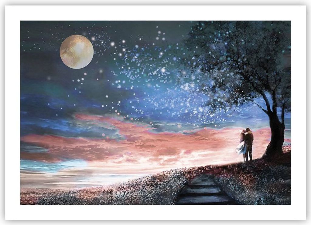 Poster - Poster ohne Rahmen - Himmel Mond Liebhaber - 70x50 Produktbild 