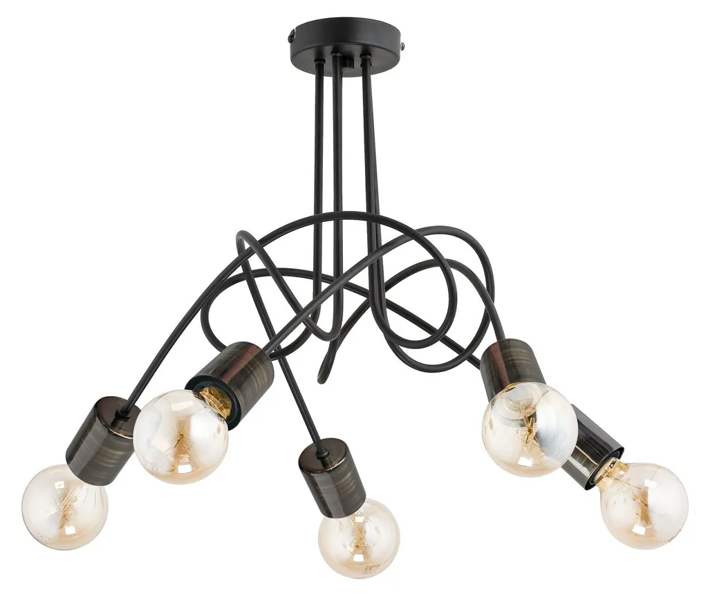 Lustre Araignée Noir TANGO - Plafonnier 5 Lumières en Métal pour Salon