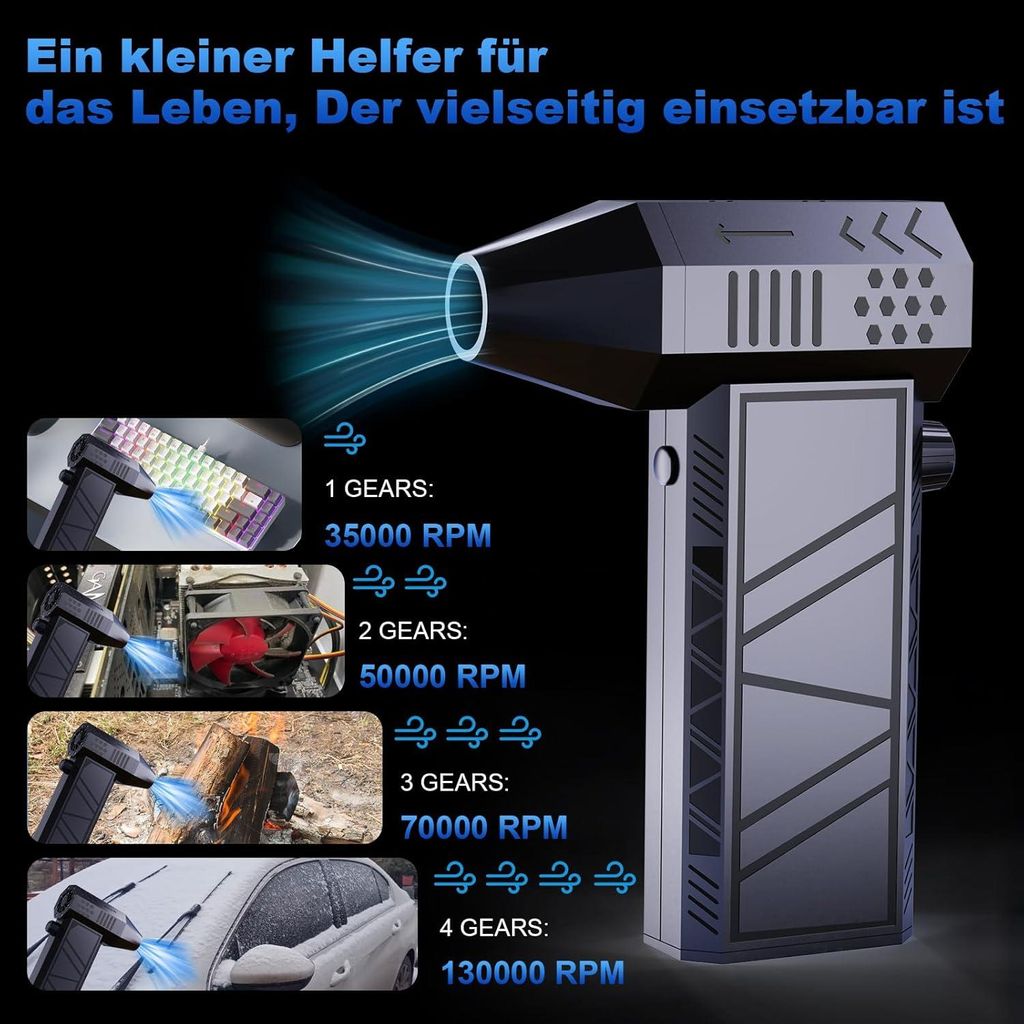 Elektrische Staubgebläse, 2-Gang 45000RPM Air Duster 85W Mächtig Luftgebläse Mit LED Licht
