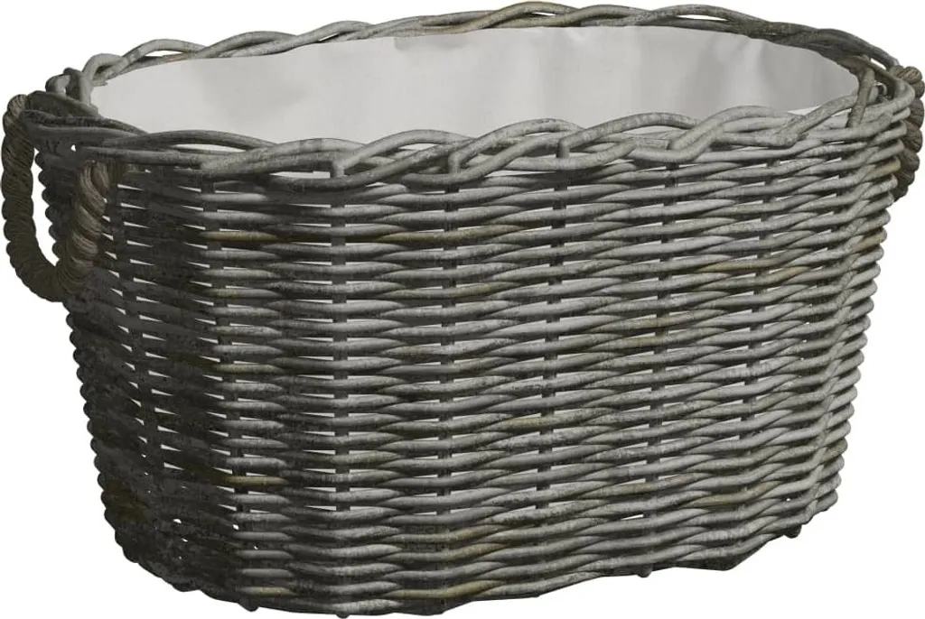 Panier à bois de chauffage en saule gris avec poignées 59x42x28 cm