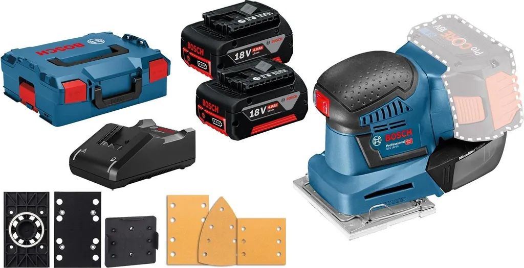 Ponceuse vibrante orbitale 18V Bosch GSS 18V-10 et kit complet d'accessoires