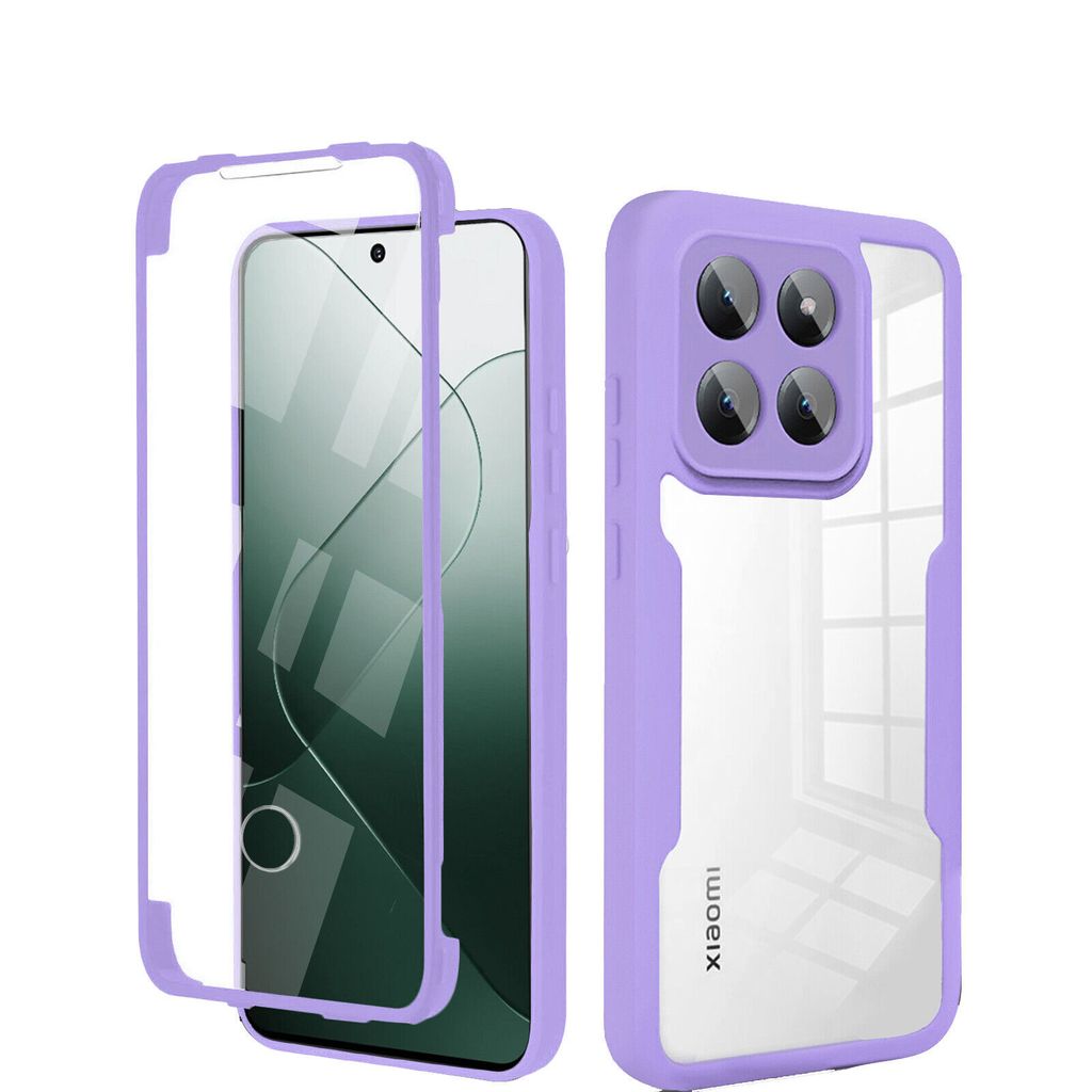 360° Grad Hülle Xiaomi 14 Pro Handyhülle vollschutz Integriertem Displayschutz Lila