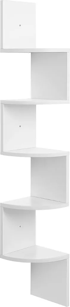 Étagère d'angle suspendue blanche en bois design moderne - Modèle XL