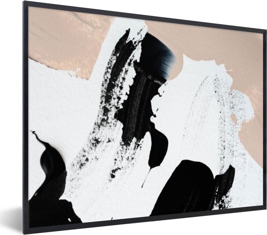 MuchoWow Gerahmtes Poster Schwarz - Abstrakt - Design 40x30 cm - Poster mit Schwarzem Bilderrahmen Wandposter Rahmen Foto Bilder - Kunstposter - ...