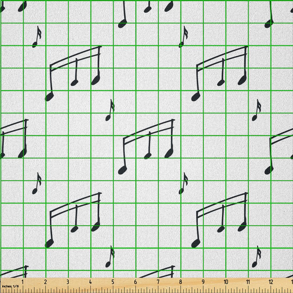 ABAKUHAUS Musik Microfaser Stoff als Meterware , Musical Notes Thema Melodie Sonata Gesang Song Clef Melodien Hand Stil Muster, 5 M (230 x 500 cm),...