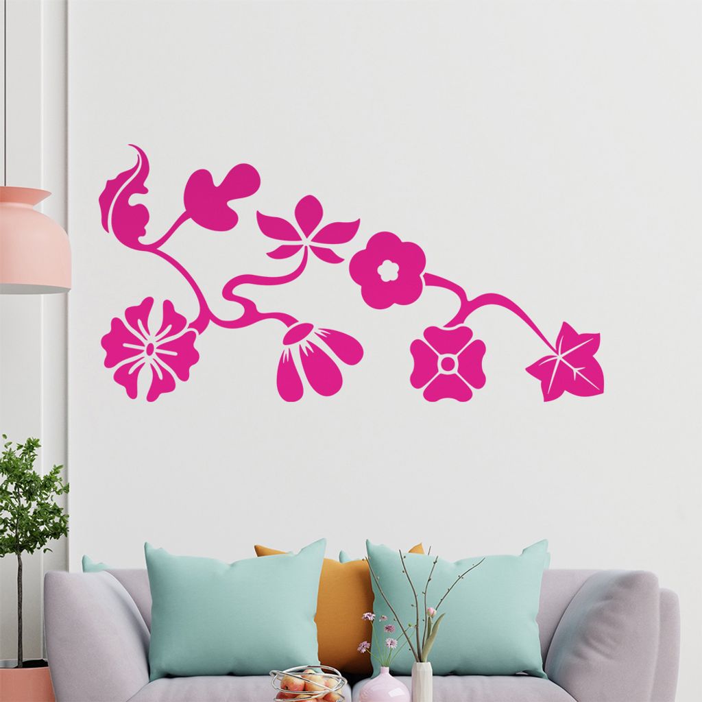 Eckeornament - große Blüten Wandtattoo in 6 Größen - Wandaufkleber Wall Sticker - Dekoration, Küche, Wohnzimmer, Schlafzimmer, Badezimmer