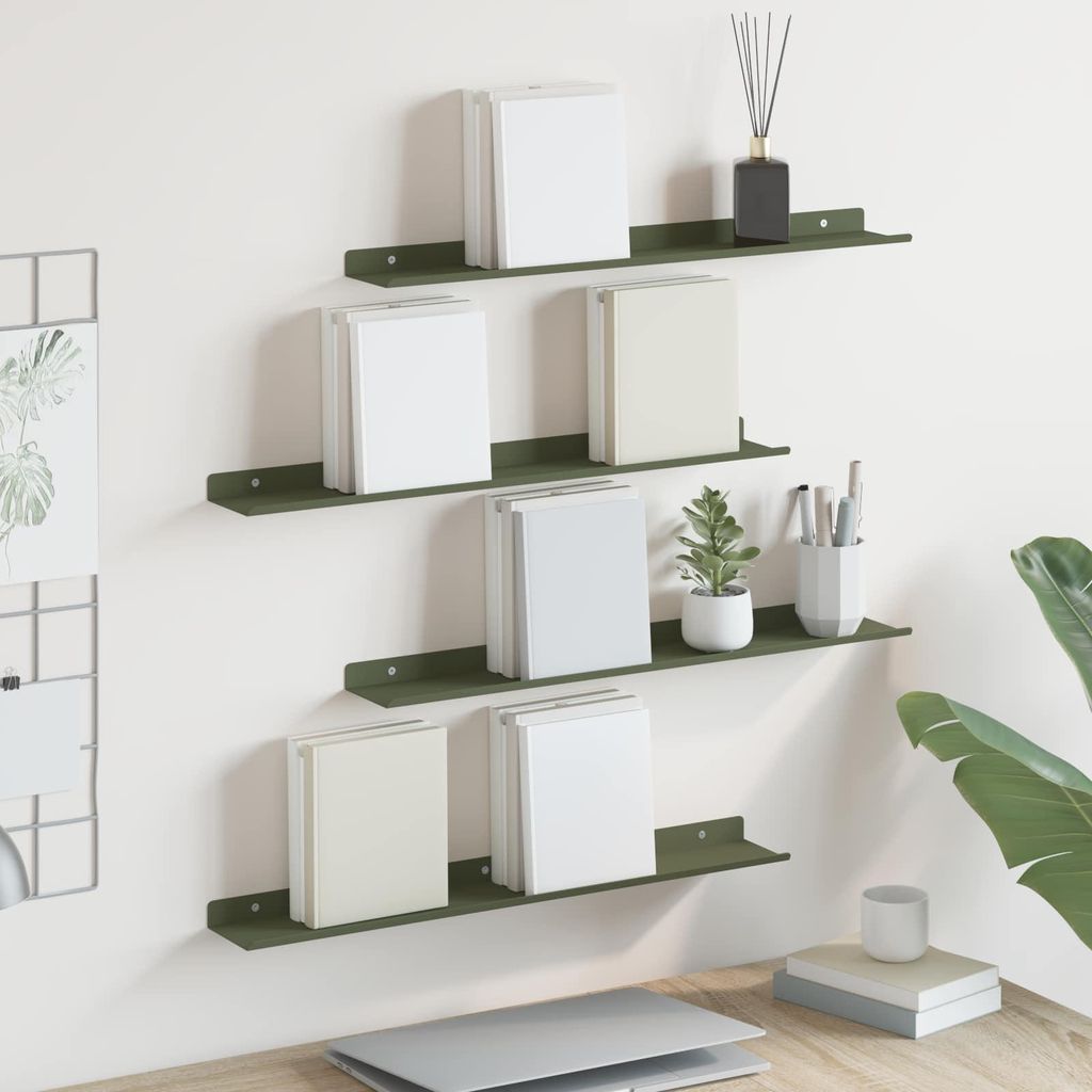 Maison Exclusive - Schwebendes Regal 4 pcs Olive Grün 60 x 8,5 x 2,5 cm Stahl