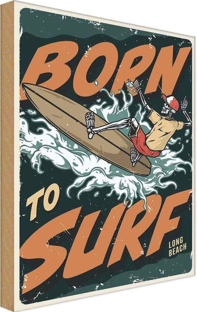vianmo Holzschild 40x30 cm Burn to surf long beach Sommer Sport Hobby