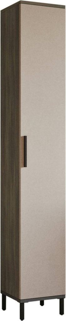 1-Tür MehrzweckschrankEpsilon, Multifunktionale Möbel, Schuhschrank, Besenschrank, 30x30 h184 cm, Braun und Anthrazit